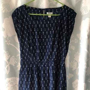 Skeleton key print navy dress classic small petite old navy